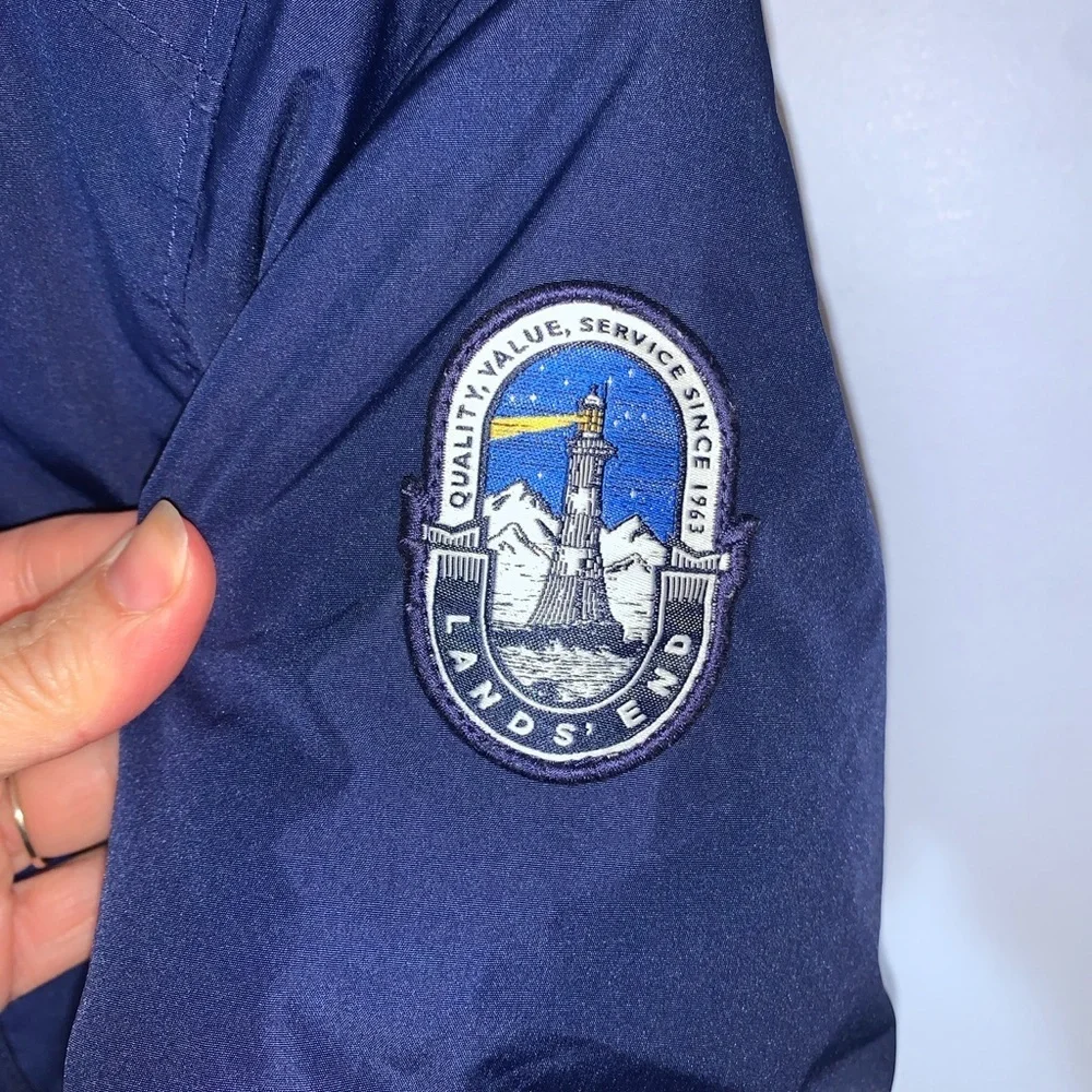 Lands end expedition Navy Blue pink Kids winter parka down fill grow a long 6x-7